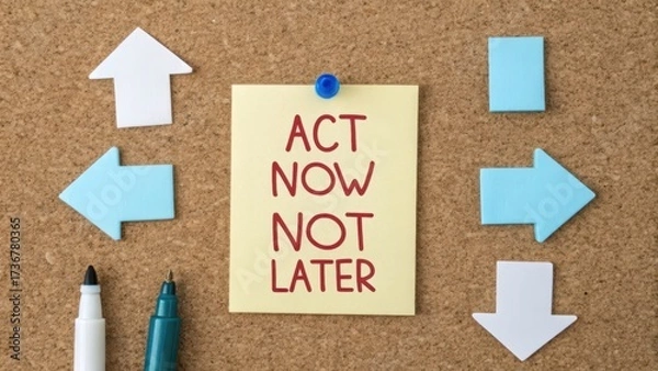 Obraz Yellow note pinned to a corkboard with an inspirational message