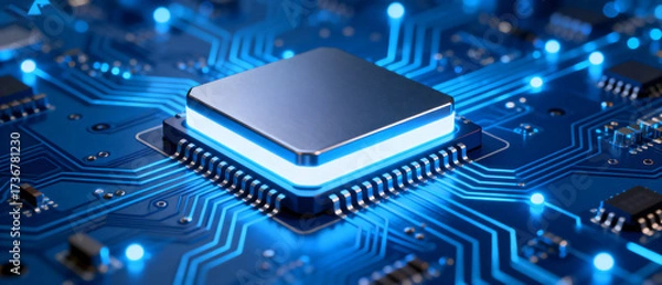 Obraz High - tech Circuit Board with Central Processing Unit