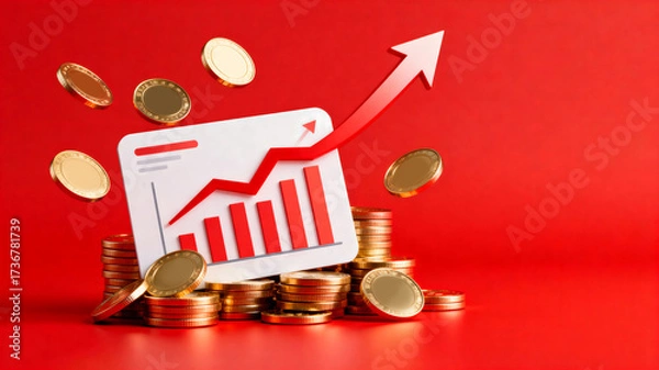 Obraz Rising Financial Graph with Coins Indicating Growth and Profit