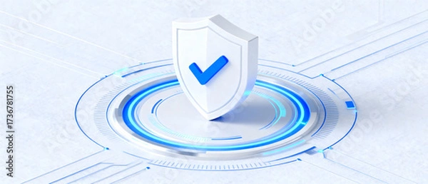 Obraz Shield with checkmark representing security and protection concept