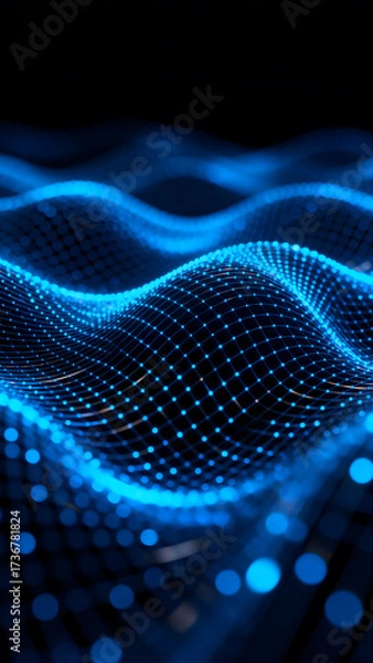 Obraz Abstract Blue Wave Pattern with Dots and Curves
