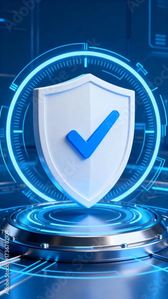 Obraz Cybersecurity Shield with Check Mark Representing Security Assurance
