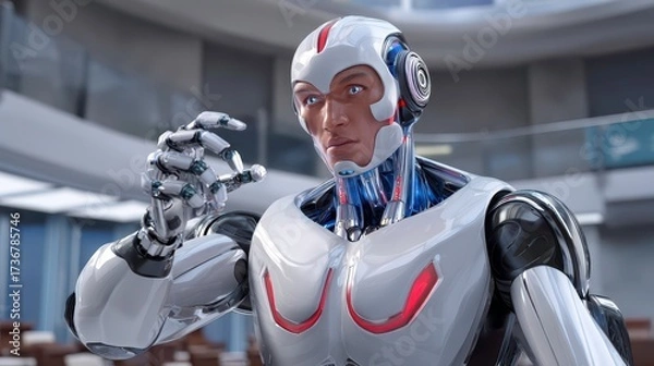 Fototapeta Futuristic Robot AI Humanoid | Technology Innovation Concept