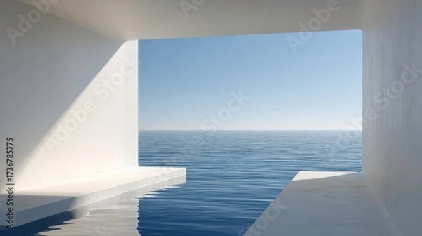 Fototapeta Minimalist Ocean View: Architecture, Water, Relaxing Scene
