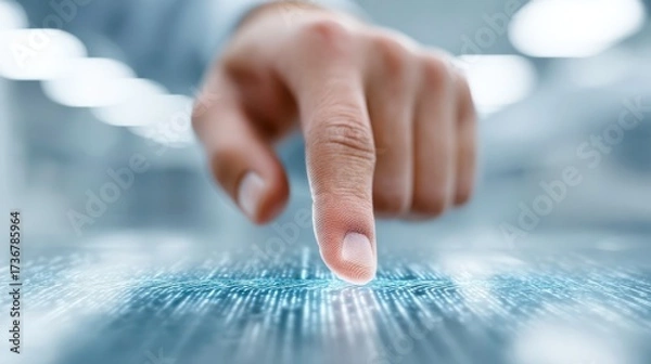 Fototapeta Fingerprint Scan, Security, Biometrics, Technology, Digital ID