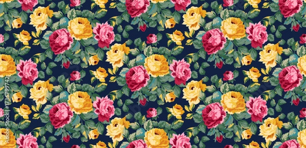 Fototapeta Seamless flowers pattern in vector. Abstract flower pattern design