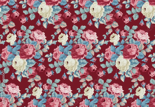 Fototapeta Seamless flowers pattern in vector. Abstract flower pattern design