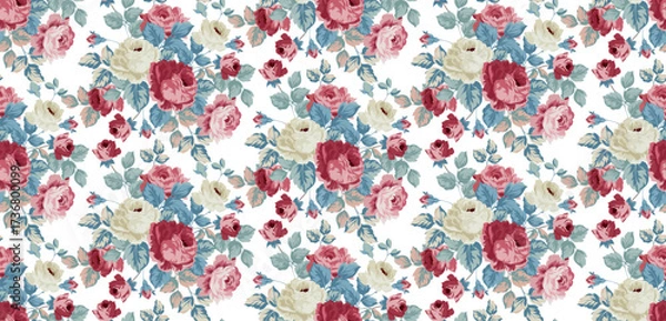 Fototapeta Seamless flowers pattern in vector. Abstract flower pattern design