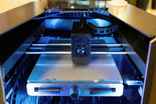 Fototapeta 3D printing process of plastic machine part