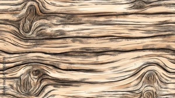 Fototapeta Detailed Wood Grain Texture with Knots and Lines