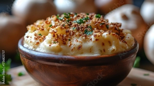Fototapeta Creamy Macaroni and Cheese with Toasted Breadcrumbs