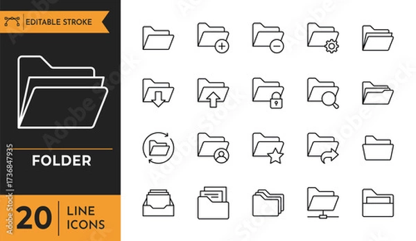 Fototapeta Folder icon set. Vector illustration