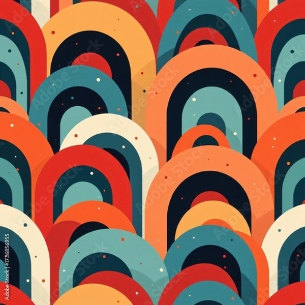 Fototapeta Retro Groove Arc Dot Seamless Pattern