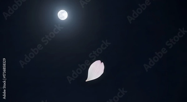 Fototapeta Moonlit Serenity A Delicate Petal Drifting in the Night.