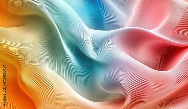 Fototapeta Colorful abstract background with wavy shapes and gradients, a simple vector illustration, high-resolution, professional photograph. The ultra-high-resolution camera captures extremely sharp details