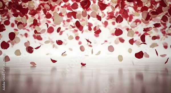 Fototapeta Romantic Rose Petals Falling A Delicate Dance of Color and Light.