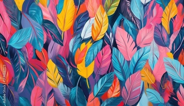 Fototapeta Colorful feather background, colorful feather texture, colorful feather pattern, colorful feather wallpaper, colorful feather design