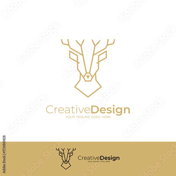 Fototapeta deer head logo with luxurious look, wild animal logos