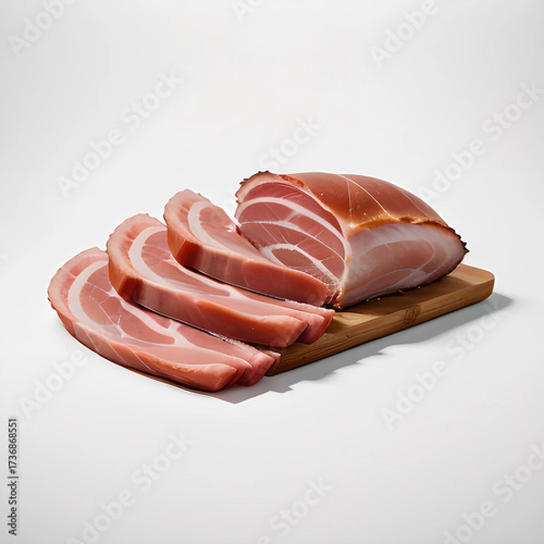 Fototapeta A mouthwatering raw ribeye steak is presented on a white plate, ready for cooking or display.Fresh Raw Pork Meat Chops on Plate Ready for Cooking