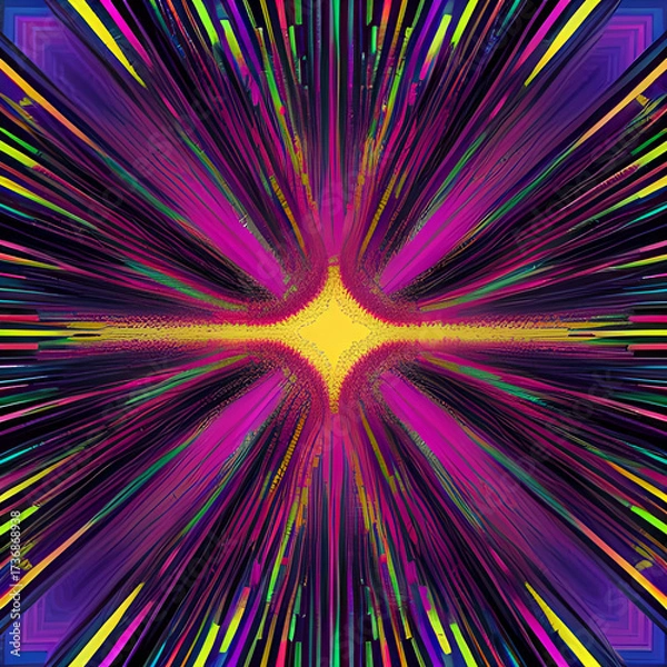 Fototapeta Psychedelic hypnotic Glitch abstract colorful background Swirling Psychedelic Art: A vibrant and hypnotic artwork explodes with a kaleidoscope of colors, reminiscent of psychedelic art. It will captiv