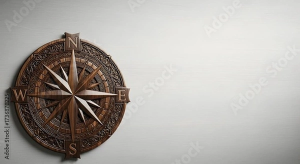 Fototapeta Vintage Compass Rose on Textured Wall Navigation and Exploration.