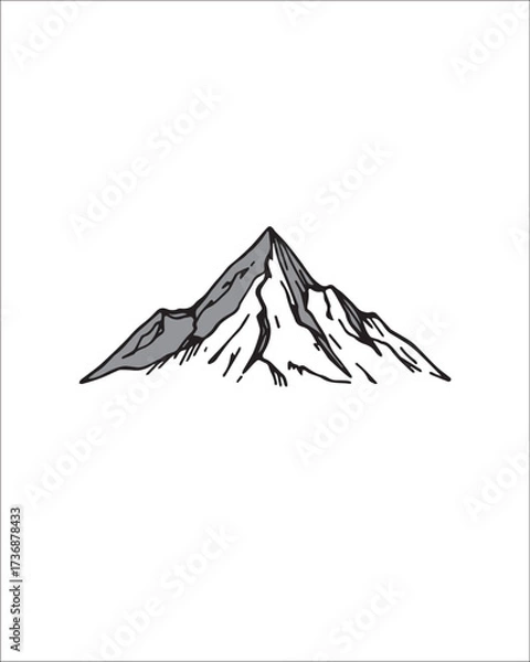 Obraz A clean, modern, and solid monochrome vector illustration of a mountain summit