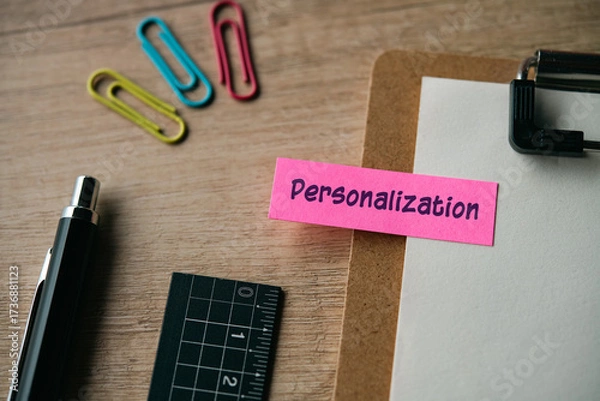 Fototapeta There is sticky note with the word Personalization. It is as an eye-catching image.