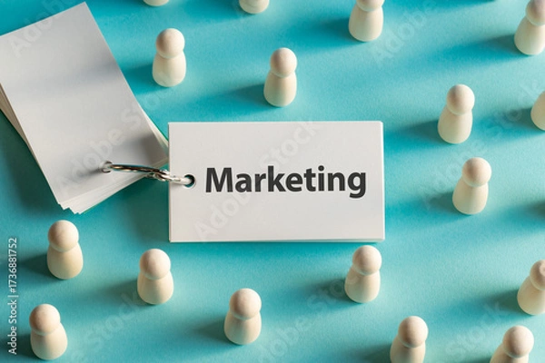 Fototapeta There is word card with the word Marketing. It is as an eye-catching image.