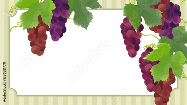 Fototapeta 水彩風のブドウのイラスト背景