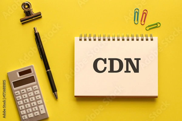 Fototapeta There is notebook with the word CDN. It is an abbreviation for Content Delivery Network as eye-catching image.