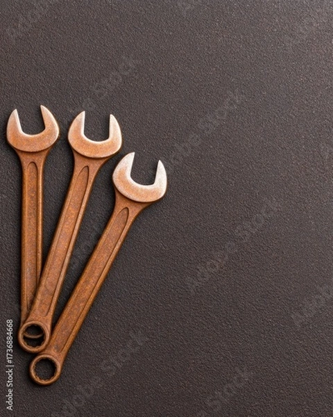 Fototapeta Professional repair tools and wrench set for maintenance mechanical work home improvement DIY projects and industrial applications in hardware and workshop environments