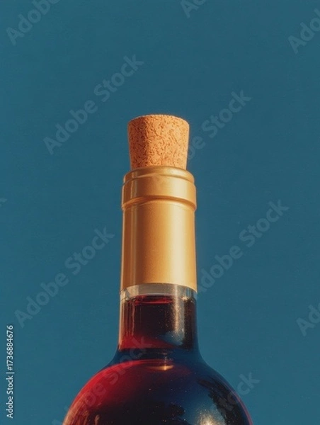 Fototapeta Elegant red wine bottle with cork stopper showcasing premium beverage luxurious design craftsmanship and sophisticated style for wine lovers and collectors