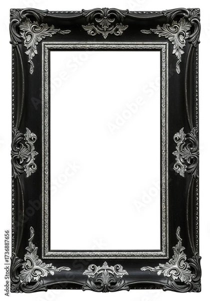 Fototapeta Victorian Gothic Frame with Dark Wood and Silver Inlay