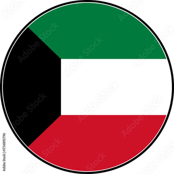Fototapeta Kuwait Circle Flag, Kuwait Flag Icon