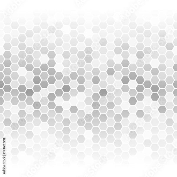Fototapeta Vector illustration of different shade gray hexagon cells background.