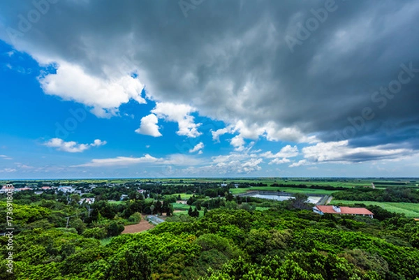 Fototapeta 南国の雨と晴れ空の境目