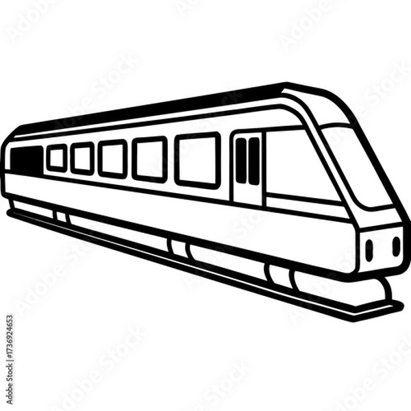 Fototapeta Minimalist Commuter Train Line Art Vector on White Background