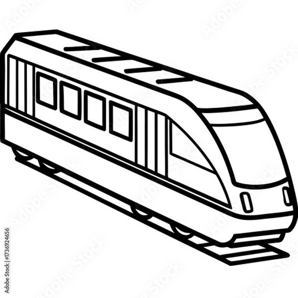 Fototapeta Minimalist Commuter Train Line Art Vector on White Background