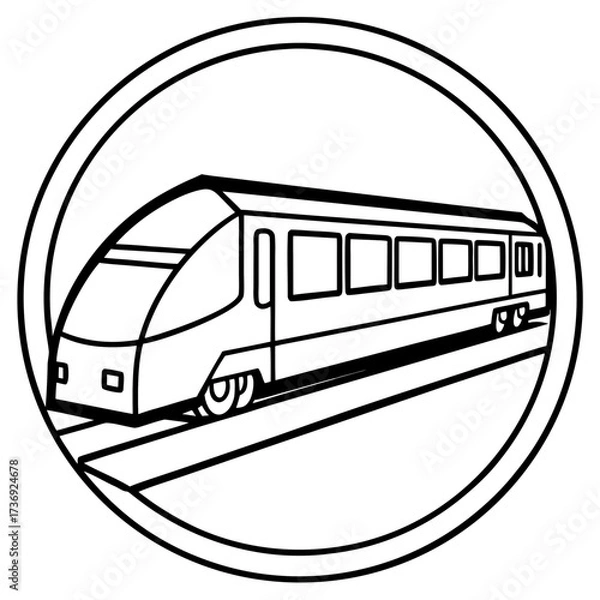 Fototapeta Minimalist Commuter Train Line Art Vector on White Background