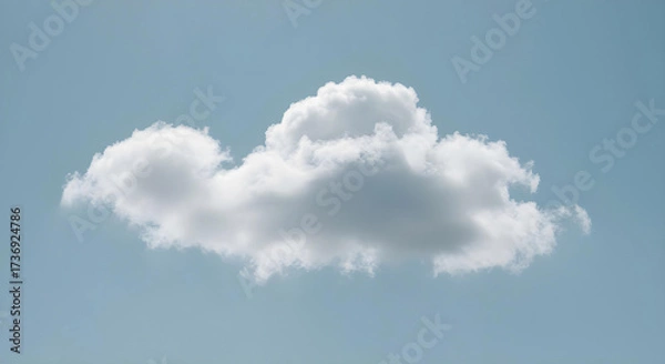 Obraz Single Fluffy White Cumulus Cloud in a Bright Blue Sky with Sun Glare