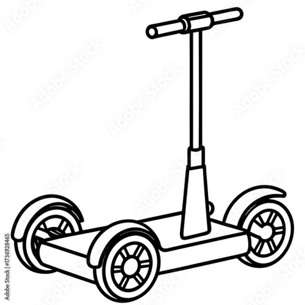 Fototapeta Minimalist Segway Line Art Vector Illustration on White Background