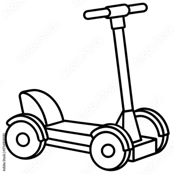 Fototapeta Minimalist Segway Line Art Vector Illustration on White Background