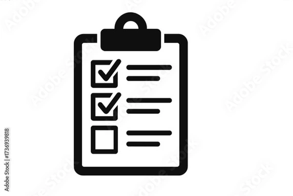 Obraz Checklist clipboard icon vector. To-do list, survey, or exam paper. Document, report, or form with check marks. Task management, planning and organization concept graphic.