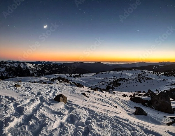 Obraz Sunrise over snow-capped mountains