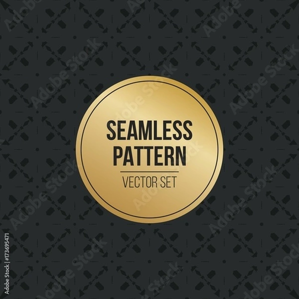 Fototapeta Abstract concept vector monochrome geometric pattern. Dark blue, gold minimal background. Creative illustration template. Seamless stylish texture. For wallpaper, surface, web design, textile, decor.