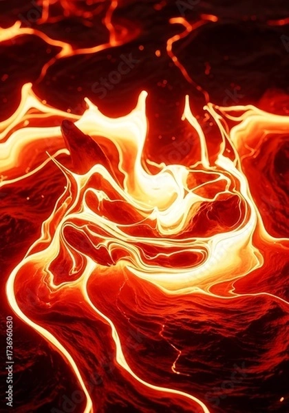 Fototapeta Abstract fiery liquid flow with dynamic bright highlights for artistic depiction