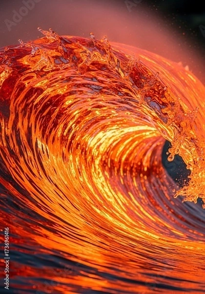 Fototapeta Fiery sea curl, vibrant illuminated ocean wave photography
