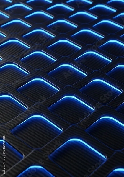 Fototapeta Illuminated geometric pattern with blue light accents forming a futuristic grid  creating a dynamic visual experience