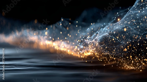 Fototapeta Abstract Data Wave Visualization | Futuristic Particle Flow Art | Digital Network Energy Landscape