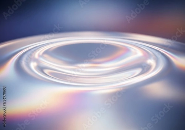Fototapeta Ethereal liquid surface with iridescent reflections creating hypnotic circular wave patterns glistening and radiating